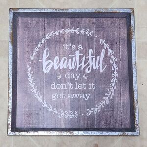 🇬🇪🔹️NWT Brown & Silver Rustic It's A Beautiful Day Wall Decor